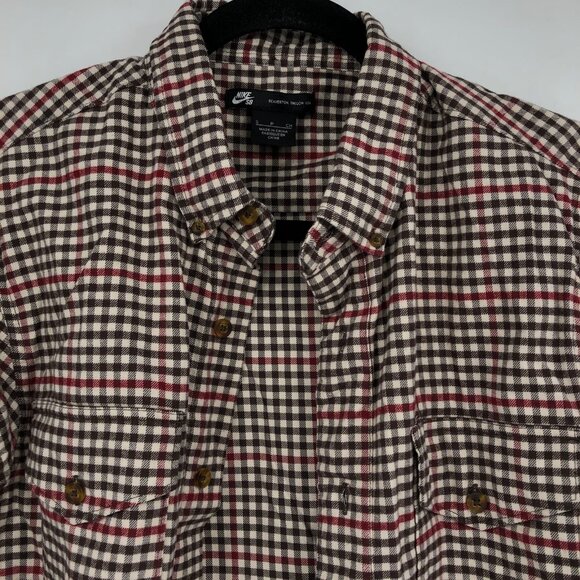 Nike Brown Red Plaid Button-Up Casual Shirt | Men's Size S - Picture 5 of 6